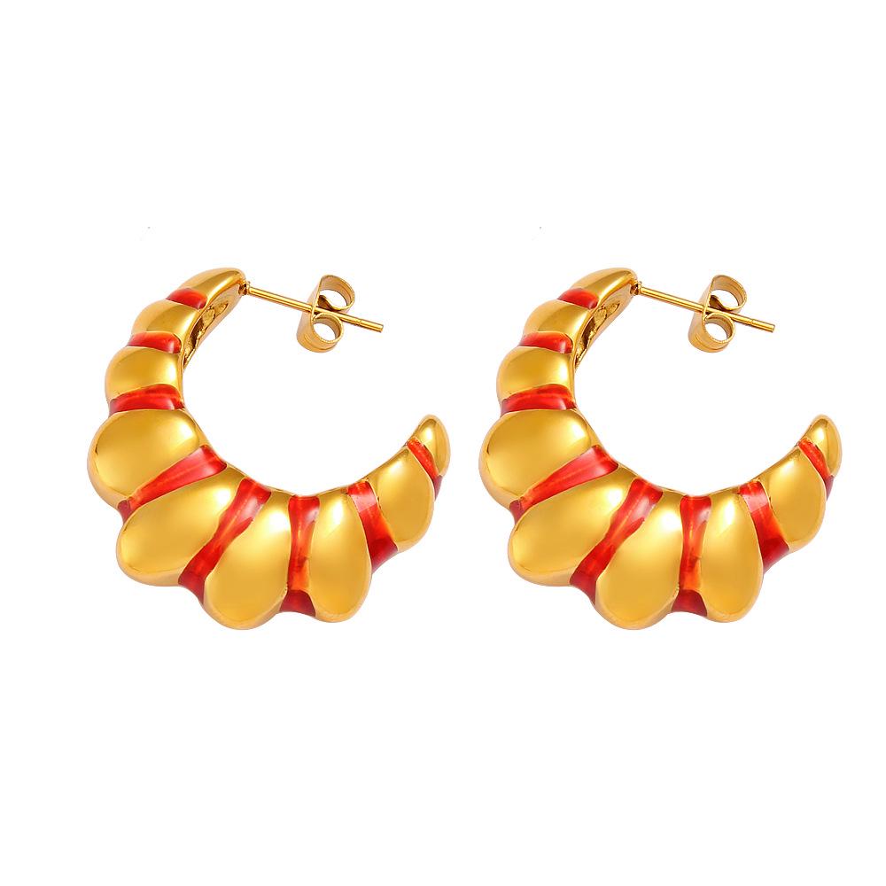 316 Stainless Steel Retro Striped Earrings - High-End European & American Design