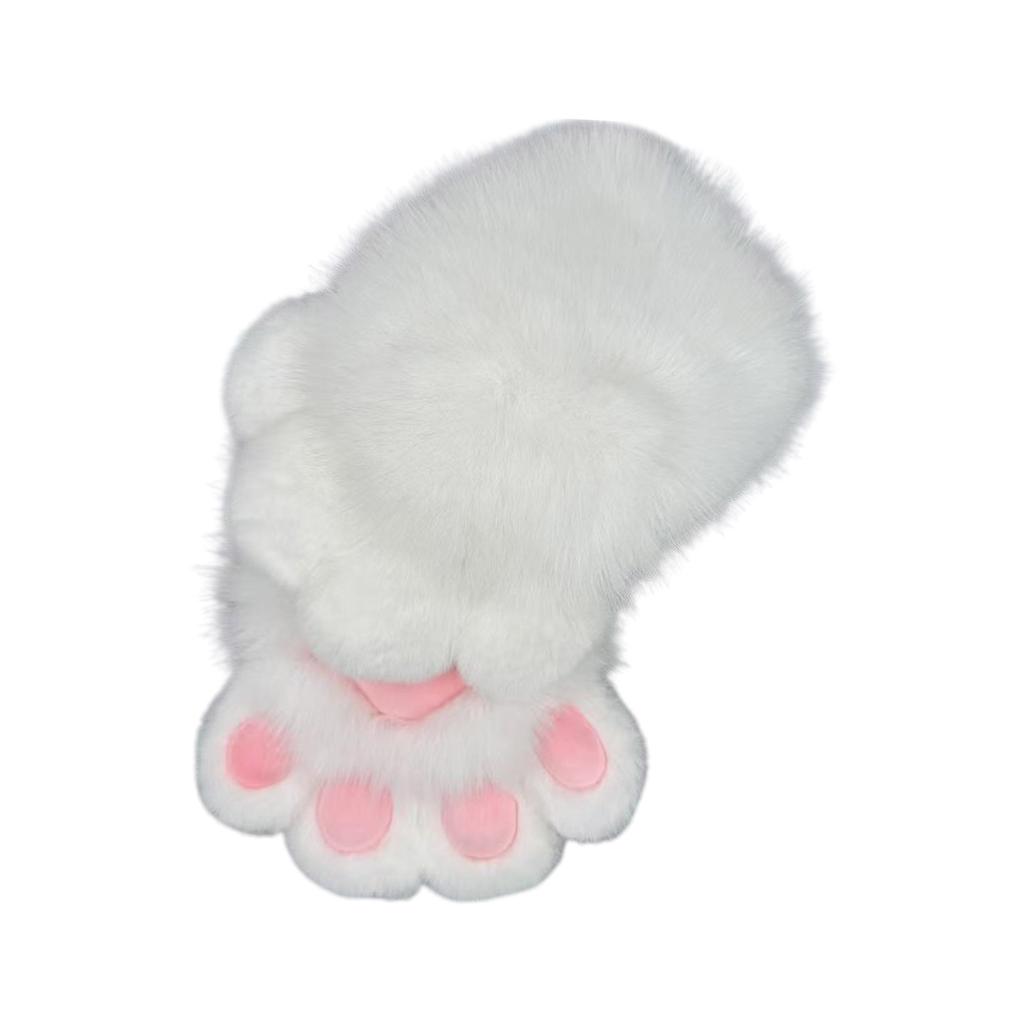 Guanti Zampe di Gatto in Pelliccia Sintetica Zampe Therian Paws Peluche Fursuit Zampe Halloween Cosplay Costume Zampe di Volpe Animale Manopola Donna Uomo
