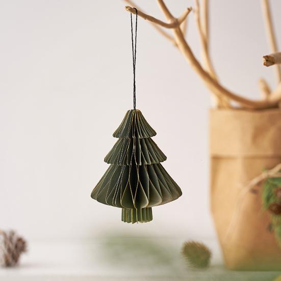 Christmas Paper Honeycomb Ornaments 3D Mini Glitter Edge Honeycomb Tree Ornament