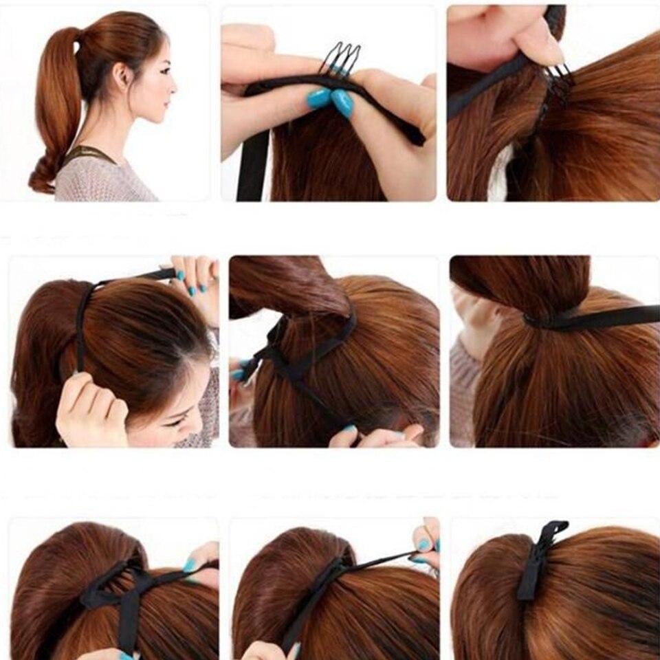 LUPU Extensions de cheveux synthétiques queue de cheval longue bouclée pour femmes, postiche à Clip, épingle à cheveux queue de poney brune, faux cheveux