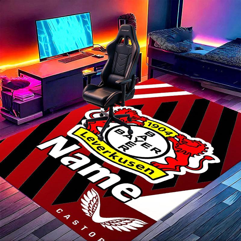 Custom Name Personalized Bayer 04 Leverkusen Print Carpet, Versatile Home Decor Rug, for Playroom, Apartment, Balcony, Entryway, Hallway Gift