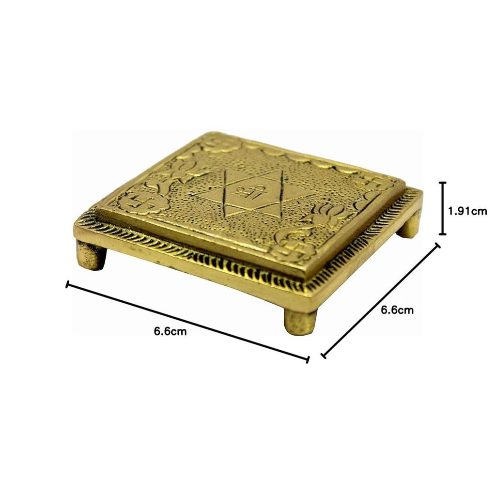 ESPLANADE Brass Pooja Mandir Chowki Peetha Peeta God's Stool - Puja Articles - 2.6" Inches