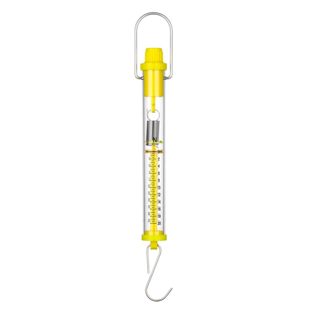 Bilancia a molla didattica in giallo brillante 1N 2.5N 5N 10N 20N 30N 50N Perfetta per le aule di scienze Lunghezza 25 cm