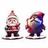 2pcs Cartoon Christmas Statue Figurine Handmade Christmas Sign Desktop Centerpieces  Cabinet