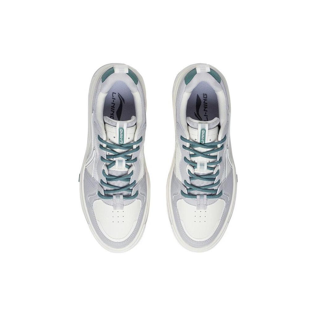 New LiNing Anti Slip And Wear Resistant Height Increasing Low Top Skateboard Shoes Light Smoke Gray Ecru AGCT143-2