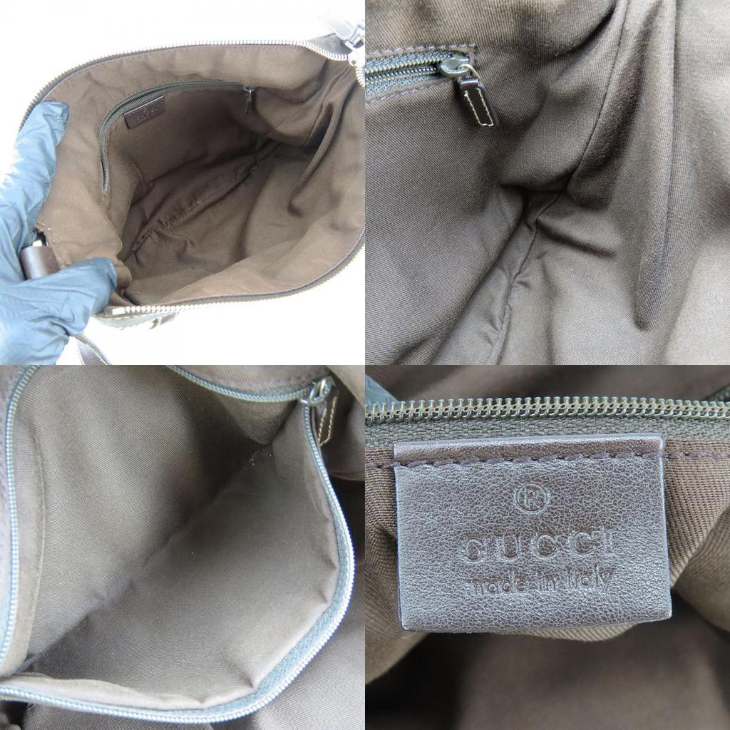 Gebrauchte GUCCI Schultertasche 203257 Abbey GG Canvas beige Dunkelbraun Diagonal getragen