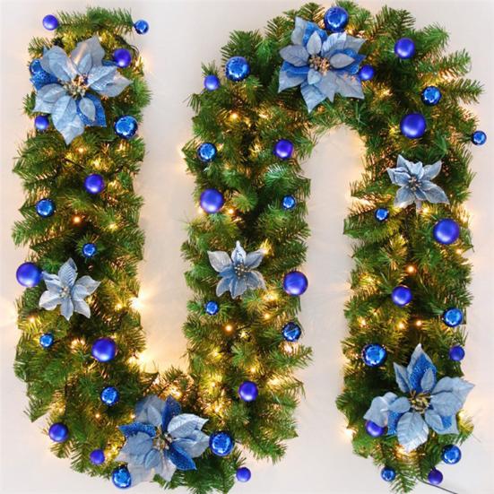 Christmas Illuminate Garland 8.8ft Rattan Christmas Battery Operated Artificial Flower Vine Plants Christmas Decorations