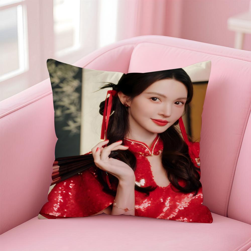 Popular Fashion Elegant Chinese Actress JJin Chen Cushion Cover Pillow Case Soft Friendly Fabric  Concealed Zipper