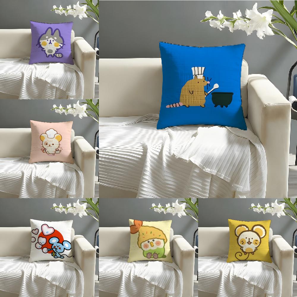Fantasy Cartoon Colorful Animal Patterns Pillow Case Cotton Linen Fabric Square Zipper Pillowcase Home Decorative Living Room