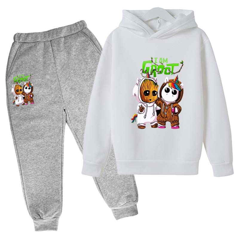 Marvel Kids Clothes Cartoon Groot Hooded Pant Set Kids Hoodies for Boys Girls Cosplay Anime Pullover Sweatshirt Children Clothes