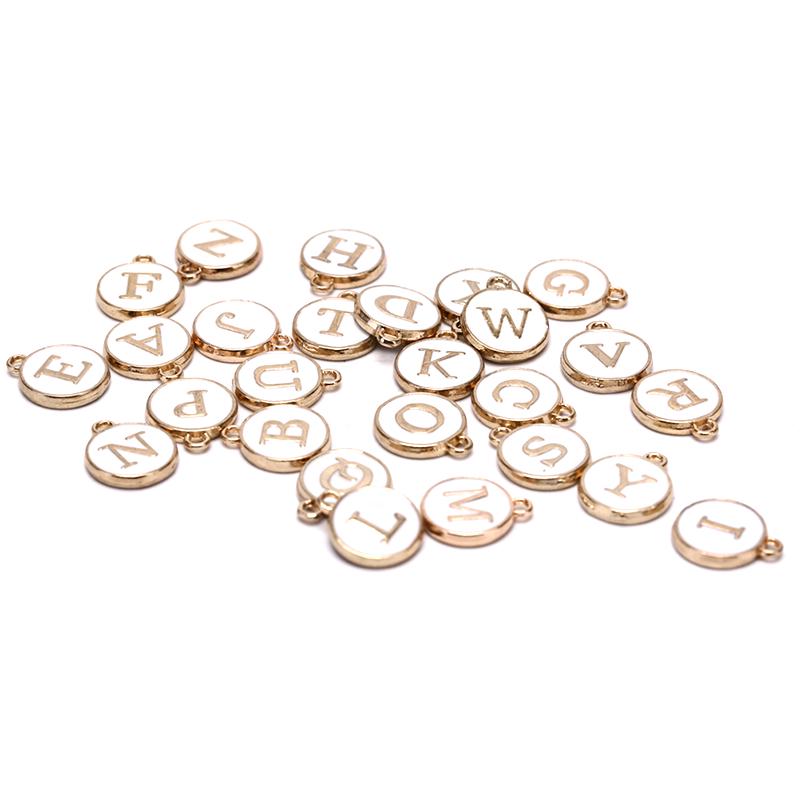 

26 шт. Подвески с буквами алфавита, Подвески с инициалами, Браслет, Ювелирные изделия, Сделай сам, Изготовление поделок белый