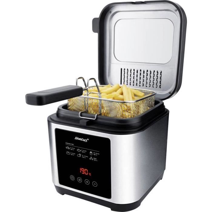 Steba Germany DF 150 Friteuse 1200 W Fonction Minuteur, Réglage De La Température En Continu, Avec Écran Acier Inoxydab