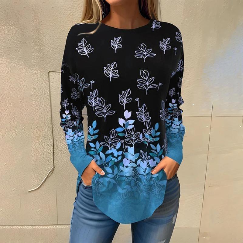 Women's 3d Print Autumn Long Sleeve Tops Women's T-Shirt O-Neck Oversized Ladies Clothin