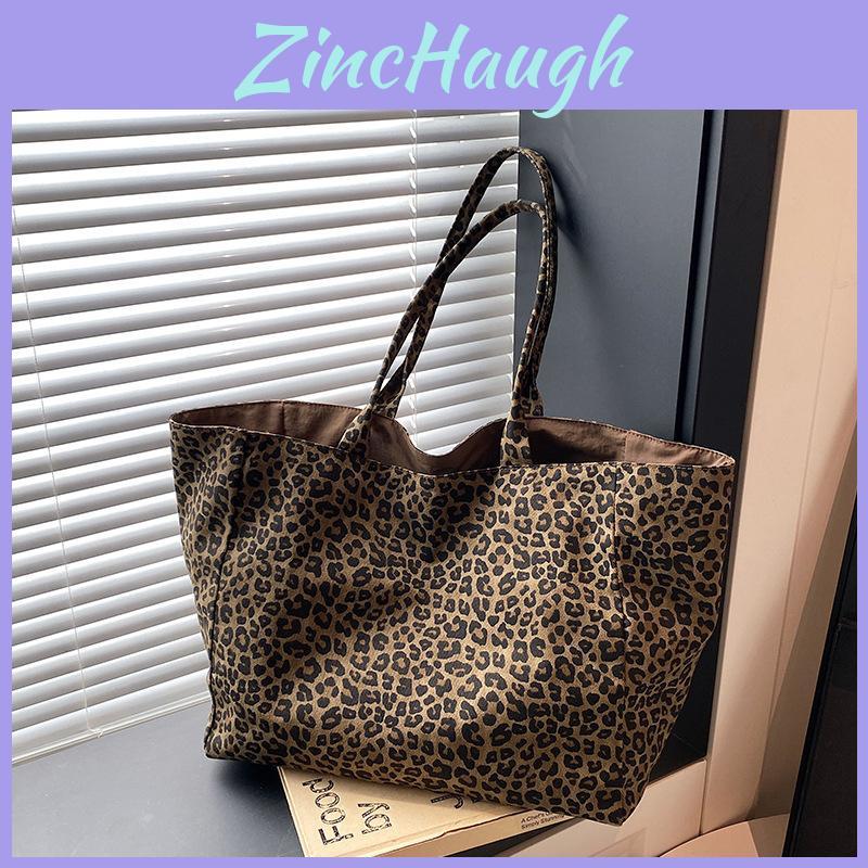 Street Style Leopard Print Tote Bag With Polyester Material For Casual Daily Use