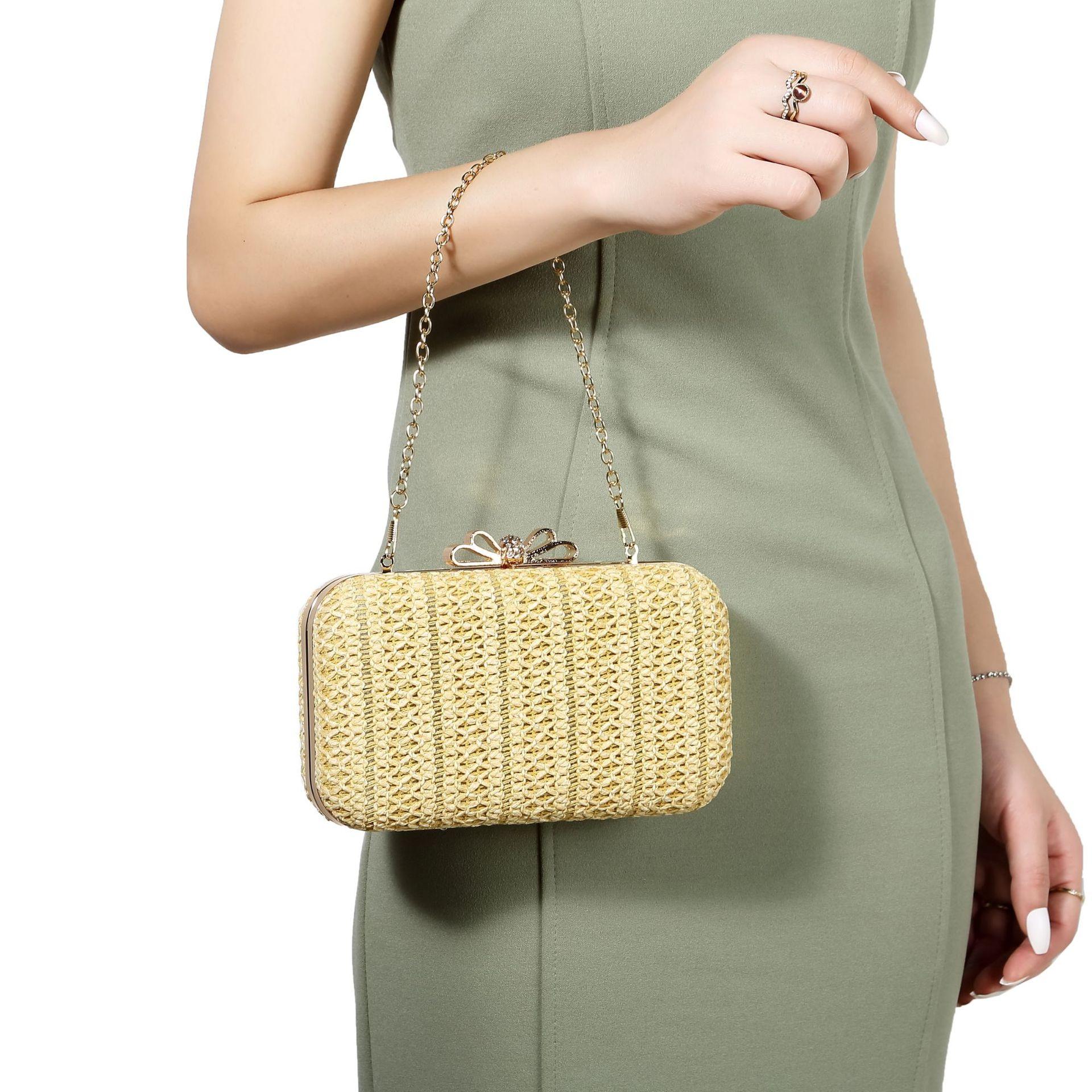 

Straw Clutch Bag For Women, Raffia Rattan Summer Beach Evening Bag Woven Handbag Purse Shoulder Bag for Party Wedding Vacation бежевый