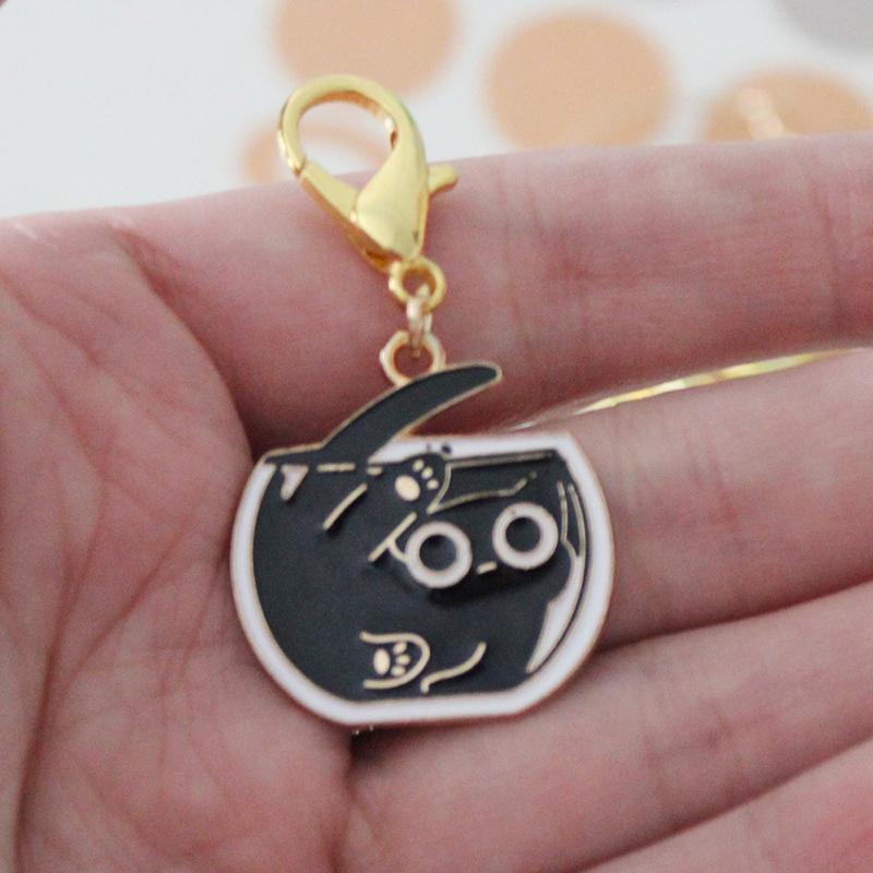 6 Pcs/Set Zinc Based Alloy & Iron Based Alloy Knitting Stitch Markers Black Cat Animal Crochet Latch For Diy Craft Tool