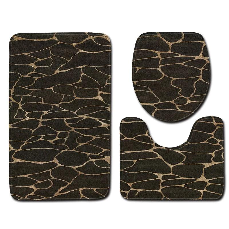 3-piece set Marble Pattern Bath Mats Anti Slip Bathroom Mat Set Washable Toilet Seat Lid Cover Pedestal Rug Set Home Decor