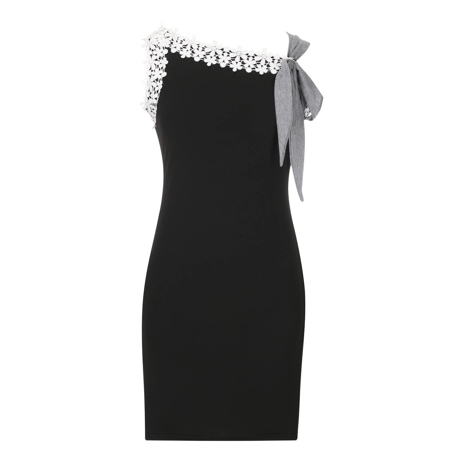 Модное женское летнее свободное кружевное шитье на одно плечо без рукавов с принтом — фото 5