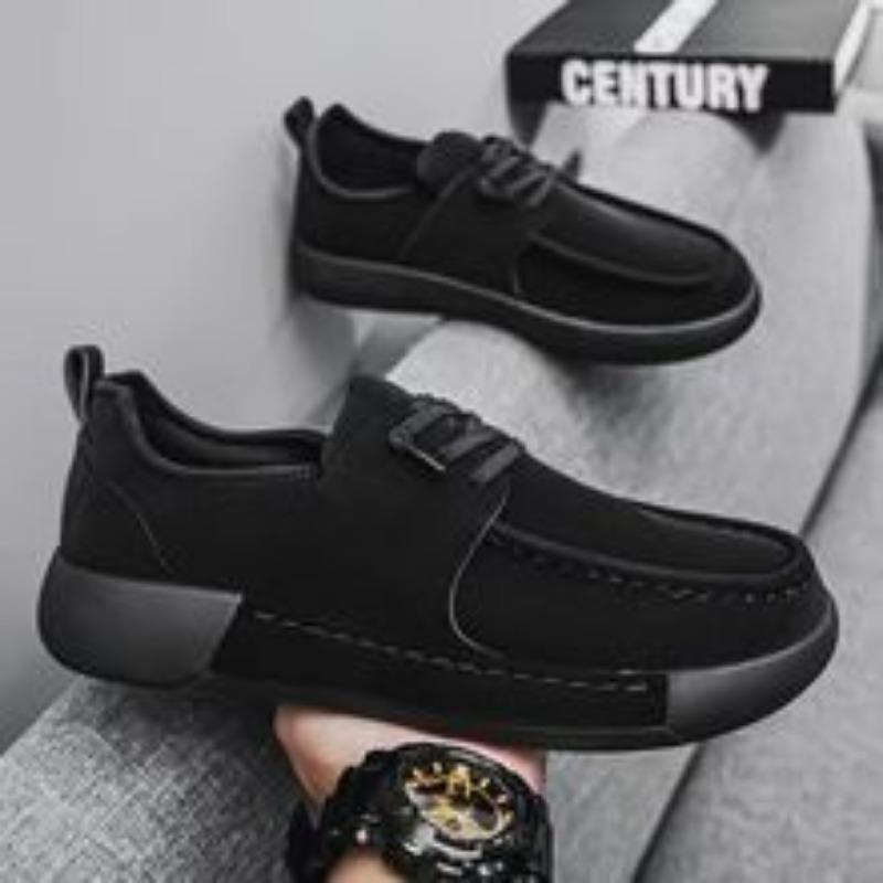 

Board shoes men s shoes spring new trend versatile low-top soft-soled men s straps round head men s casual board shoes 44 чёрный
