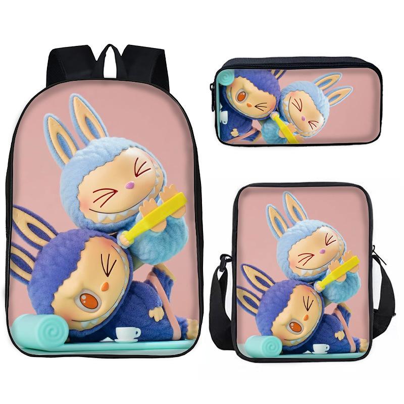 School Bag Pin Pattern Primary and Secondary School Students Meal Bag Pencil Bag Three-piece Set