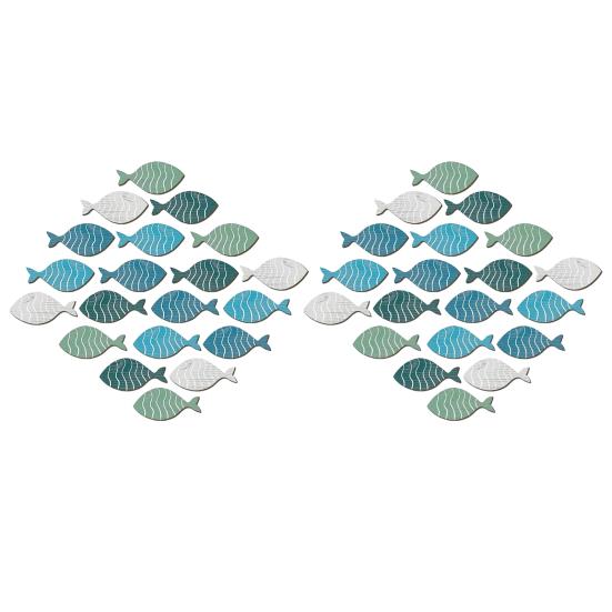 20/40Pcs/Set Wooden Hollow Nautical Coastal Ocean Fish Fish Wall Decoration Theme Hanging Ornament School of