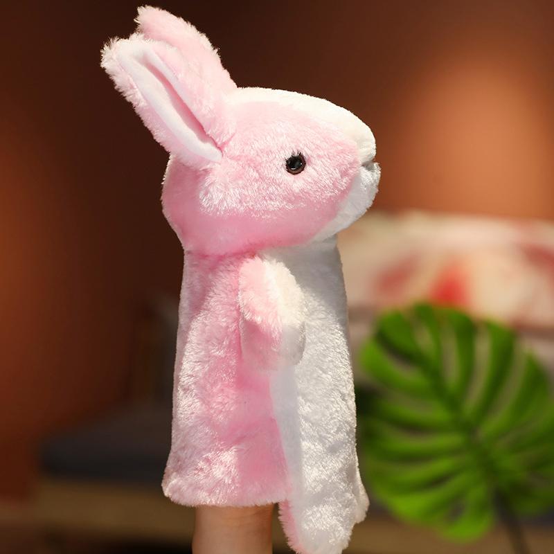 28m Cartoon Animal Plush Hand Puppet Kawaii Rabbit Cat Pig Tortoise Frog Owl Dog Monkey Plushie Interactive Story Prop Gift