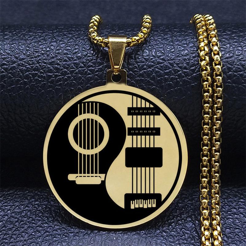 

Инь Ян Луна и Солнце кулон ожерелье для женщин и мужчин из нержавеющей стали золотого цвета ожерелья Тайцзи амулет ювелирные изделия