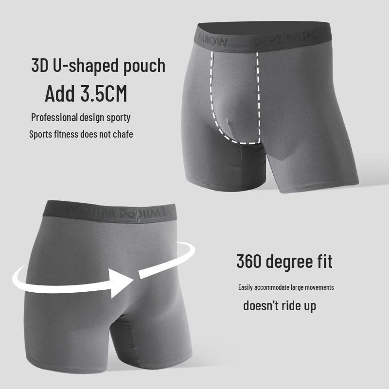 Mao Ren Herren Lange Anti-Scheuer Baumwoll-Boxershorts (2er-Pack)