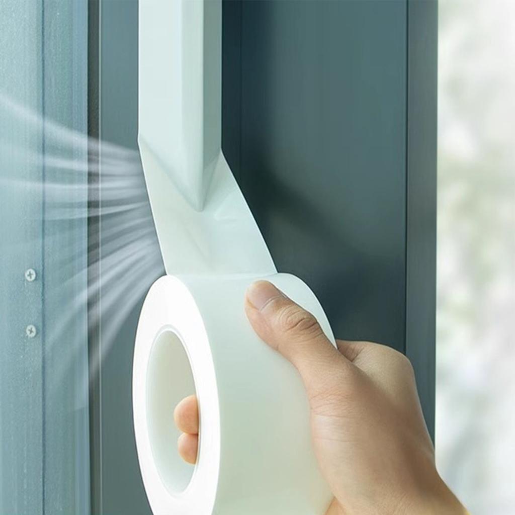 Window Draft Sealing Film Tape Thickened Windproof Tape Adhesive Seam Sealing Strip for Sliding Windows and Door Frames