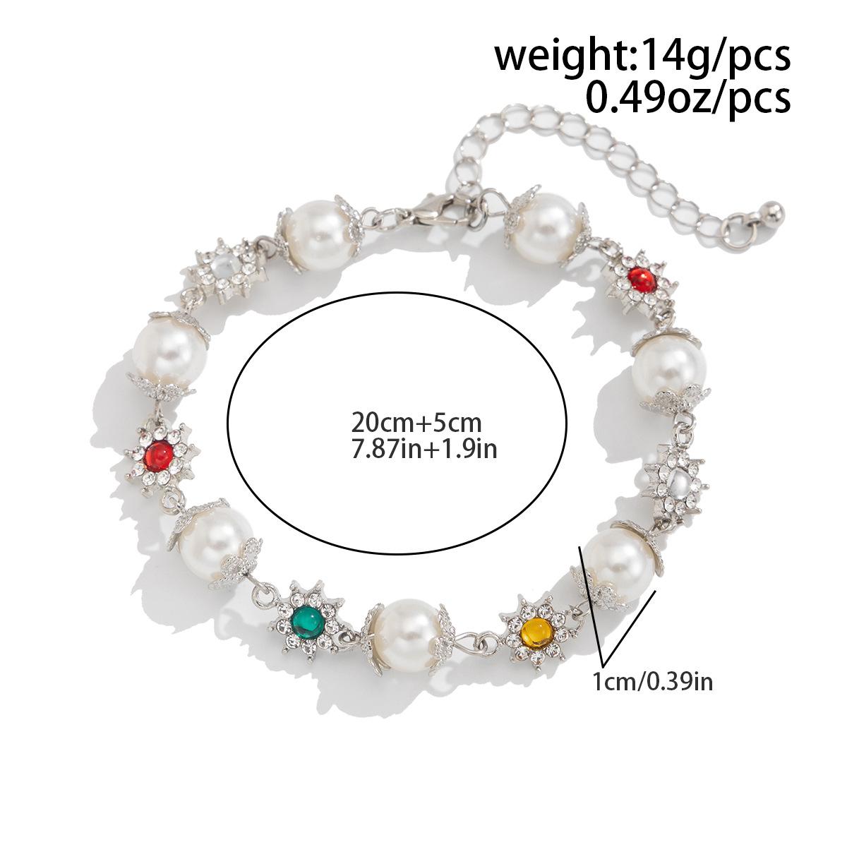 Модный нишевый жемчужный браслет для мужчин, модный хип-хоп personality, браслет с инкрустацией бриллиантами в виде цветка, простое мужское украшение White K 02760