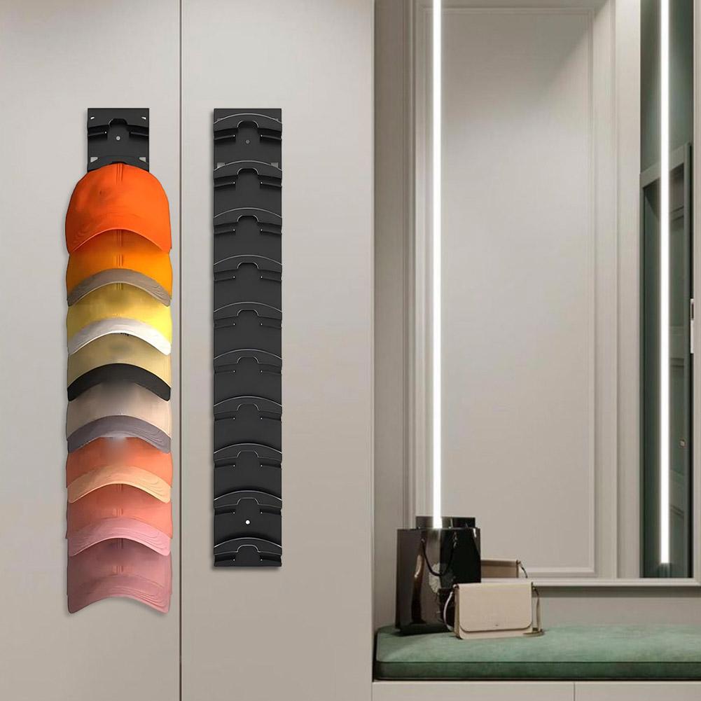 2Pcs Baseball Cap Organizer Hold Up To 10 Hats Baseball Cap Display Rack Punching/Self Adhesive for Wall Door Closet