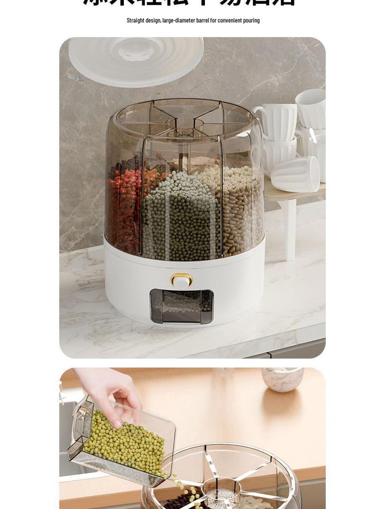 Rotating Grain Storage Jar: Airtight, Insect & Moisture-Proof Multi-Grid Container