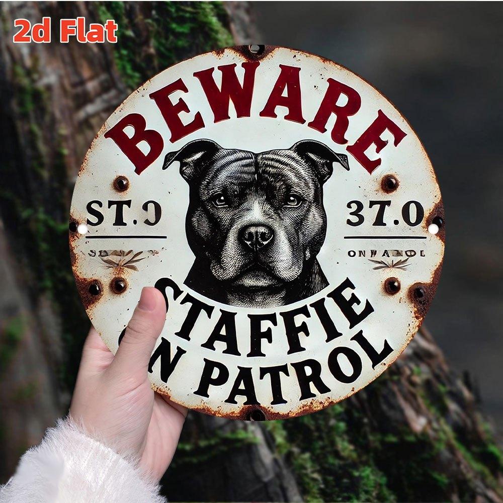 

Винтажная алюминиевая табличка «Патруль стаффордширского бультерьера» чистый