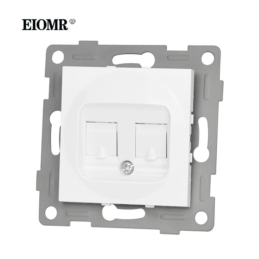 EIOMR EU Standard Wall Power Sockets White Crystal Glass Panel 16A Usb TV RJ45 Wall Switch Usb Outlets Module DIY for Round Box