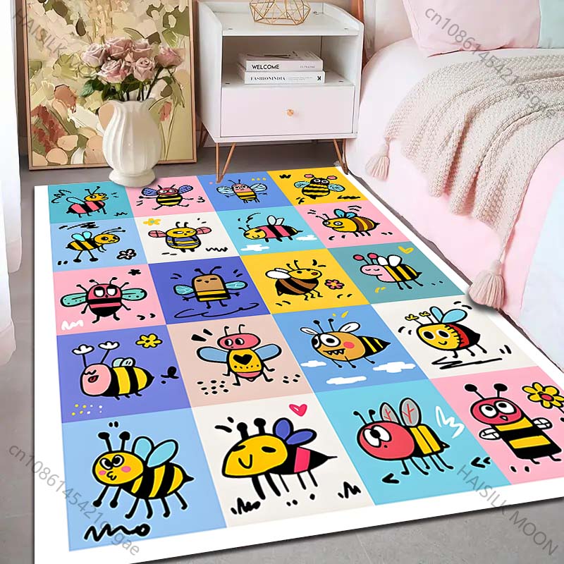 Multiple sizes Cartoon Bees Collection Carpet for Living Room Bedroom Sofa Home Decor Rus Non-slip Floor Mat Luxury Gift