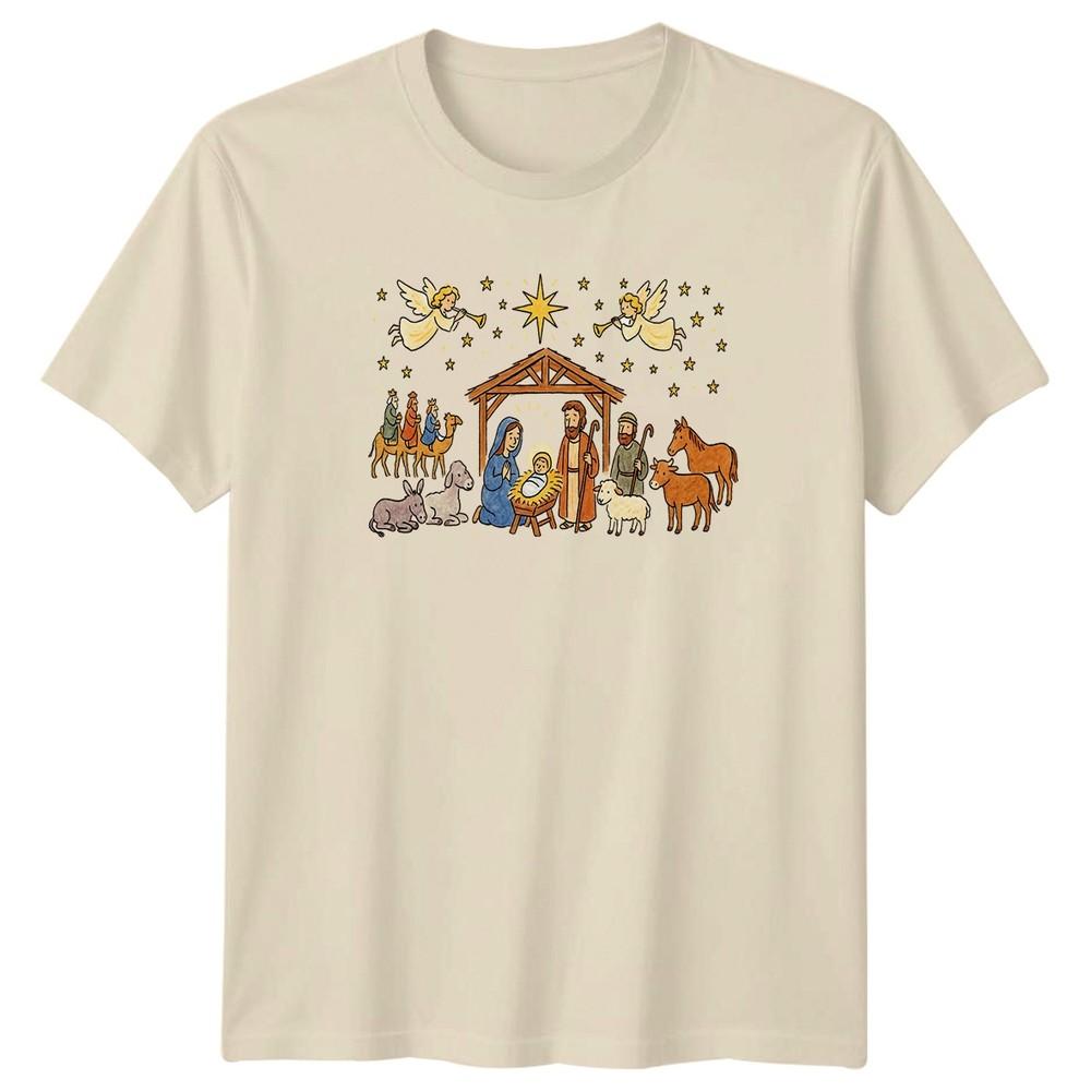 Nativity Scene Christmas Holidays Men Women Graphic Tee Religious Celebration Unisex T-Shirt XXL