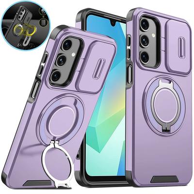 Funda Magnética de Lujo para Teléfono Samsung A07 A17 A56 A36 Galaxy A26 A16 A06 A55 A35 A25 A15 4G 5G Soporte de Anillo Cubierta Protectora de Cámara