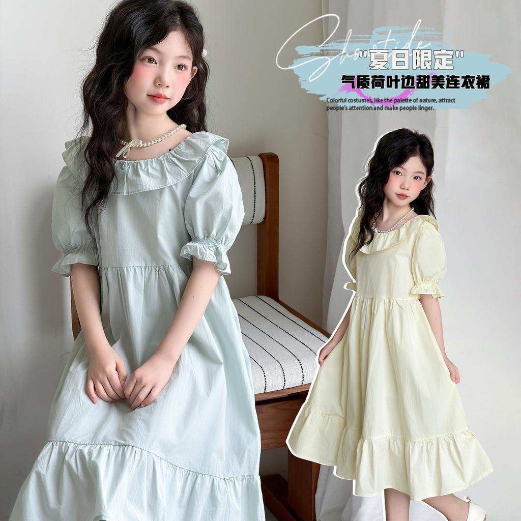 Girls' Summer Dress 2026 New Fashionable Summer Dress Doll Collar Princess Dress Junior High School Girls Fashion Dress
