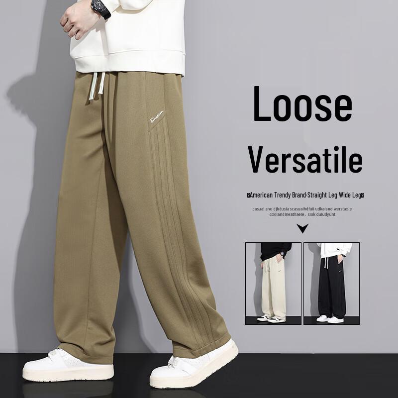 

VUUG Men s Autumn/Winter American Style Loose Straight-Leg Casual Trousers 4XL