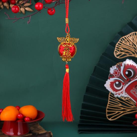 Red Lucky Hanging Lanterns Mini Chinese New Year Lantern Decoration with Tassel for Spring Festival Wedding Party Decor