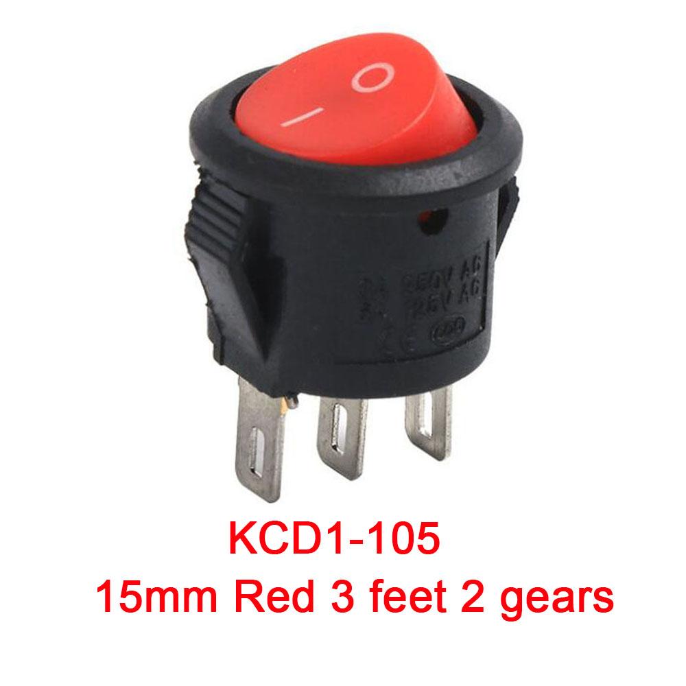 10 PIEZAS Interruptor Circular Tipo Barco con Lámpara 3 Pines/2 Pines KCD1-105 Interruptor Basculante de Segunda y Tercera Velocidad con Interruptores de Luz4