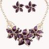 Mode kvinnor Rhinestone Flower Statement Hänge Halsband Örhängen Smycken Set