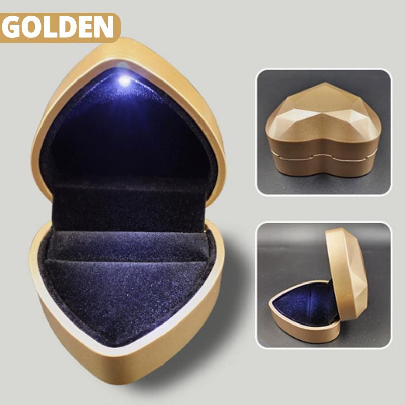 Fashion Ring Box Heart Shape with LED Light Jewelry Box Creative Proposal Confession Ring Box Earring Pendant Storage Gift Boxes