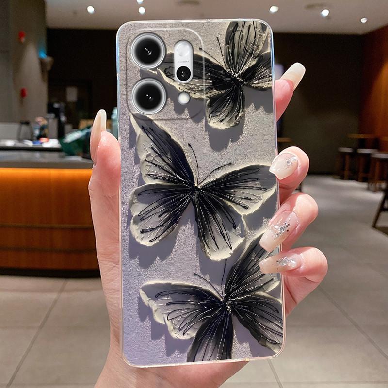 For Oppo Reno 14 Pro 5G 2025 Case Clear Luxury Fashion Butterfly Flowers Soft Slim Shell Casing For Reno14 14Pro Reno14Pro Cover