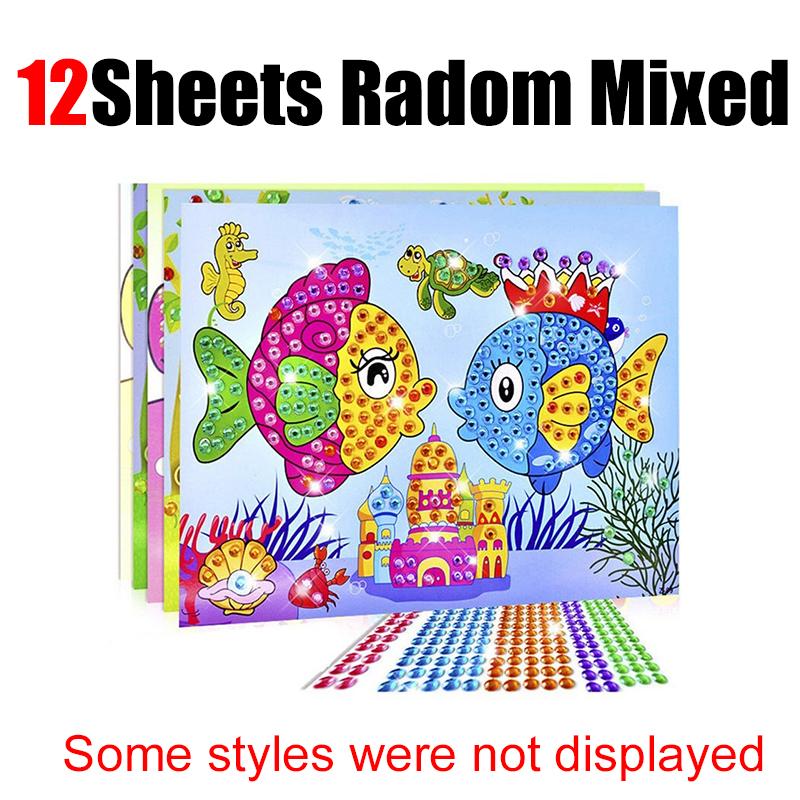 4-12Sheets Diamond Sticker Cute Cartoon Animal Style Assorted Patterns DIY Handcraft Decoration for Festival Party Gathering ZYF