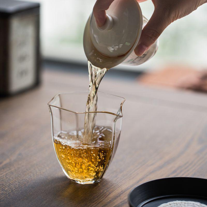 Hexagonal Transparent Glass Fair Cup for Kung Fu Tea Set