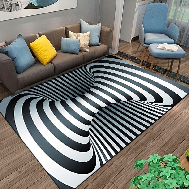 Optical Illusion Black & White suitable as a non-slip mat for the living room or bedroom sofa