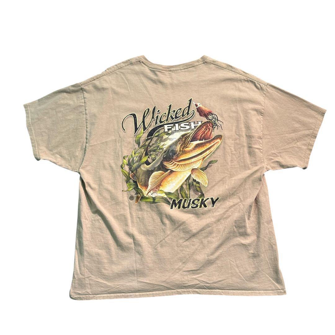 

[USED] 7TSM2Hanes Fishing T-Shirt, Beige, Size 3L, Used