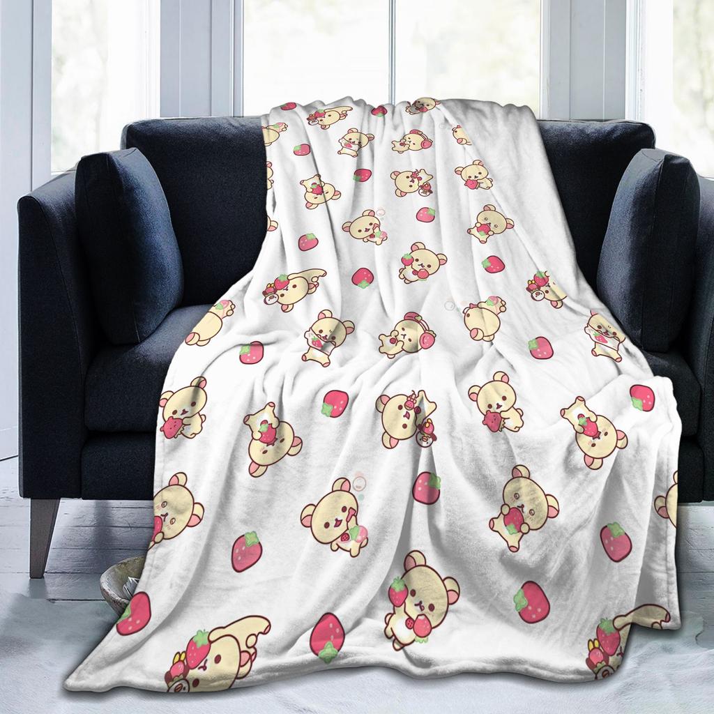 Rilakkuma Korilakkuma Cute Bear Flannel Blankets Kiiroitori Cartoon Funny Throw Blanket for Home 125*100cm Lightweight