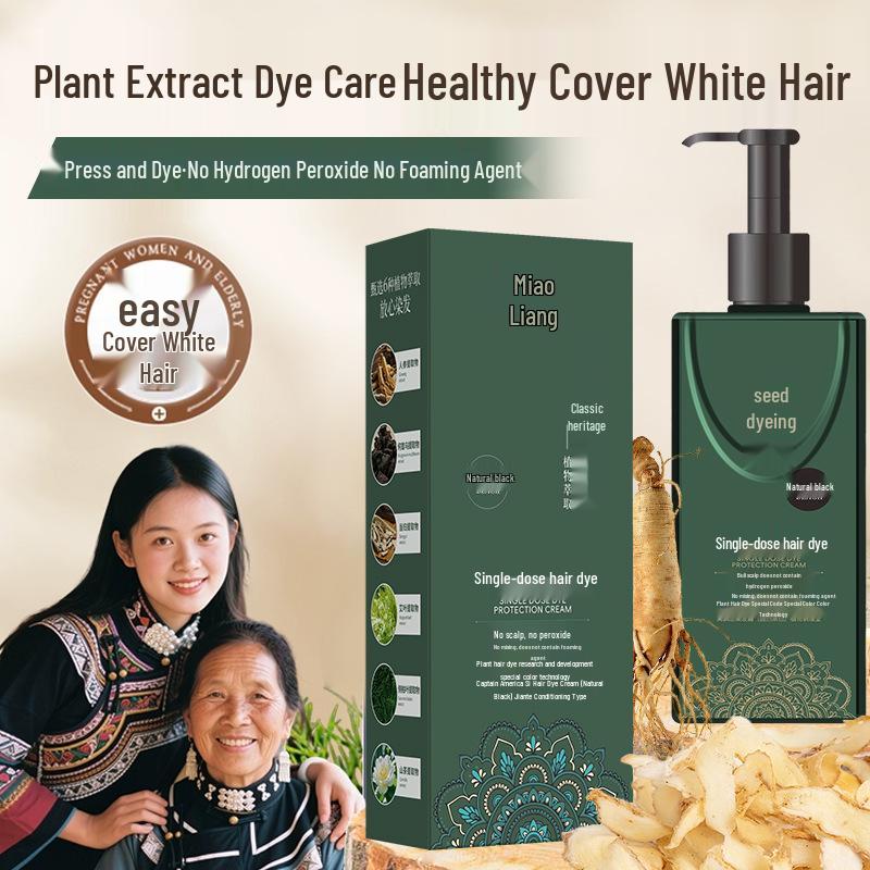 Miao Ran Heritage Hair Dye Cream: Single-Dose, Plant-Based, No Hydrogen Peroxide, Non-Irritating, Won't Stain Skin.